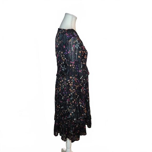 Riley & Rae Women's Long Sleeve Black Floral Dress Size 6 - Picture 3 of 11